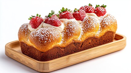 Delicious Strawberry Cream Bread Loaf Pastry Dessert