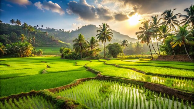 Lush Green Fields of Diverse Indian Rice Varieties in Salunkwadi, Maharashtra