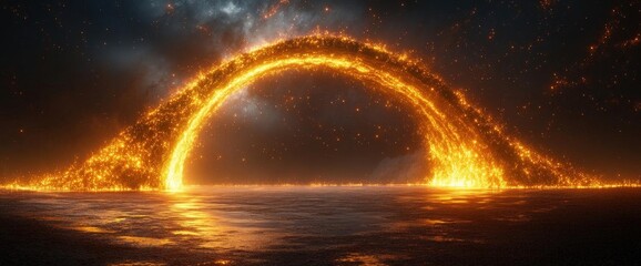 Fiery Arc Across Night Sky