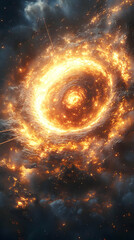 Obraz premium Fiery Cosmic Ring Explosion In Space