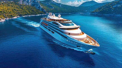 Fototapeta premium Luxury yacht cruising Mediterranean coast (1)