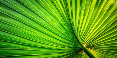 Fototapeta premium Lush Tropical Palm Leaf Macro Photography: Close-up Green Texture