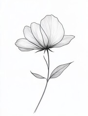 Obraz premium Lotus Flower Line Drawing Minimalist Floral Art Icon