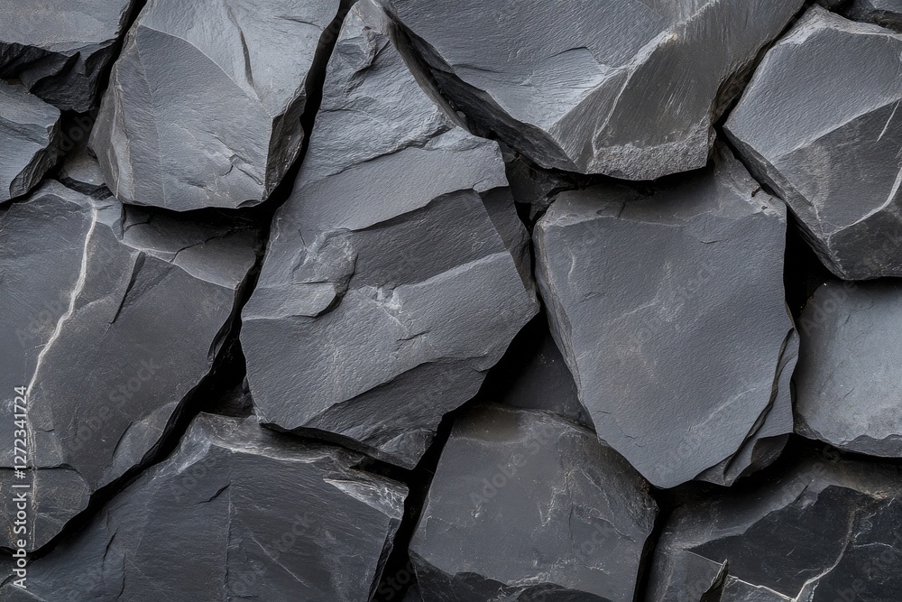 Poster a close up of a pile of rocks with a dark grey color