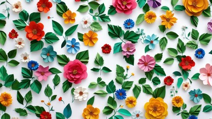 Paper Flowers, White Background, Spring, Design