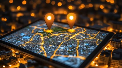 tablet showing digital inventory tracking, soft ambient light,  with logistics routes