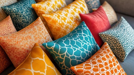 Colorful patterned pillows sofa home decor