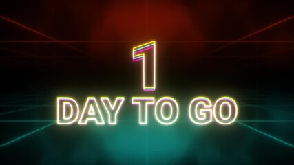1 days to go countdown has begun animation retro background