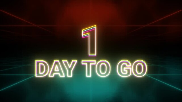 1 days to go countdown has begun animation retro background