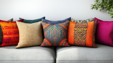 Colorful pillows sofa interior design