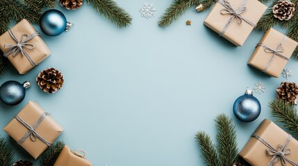 Festive Christmas Gifts Ornaments and Greenery