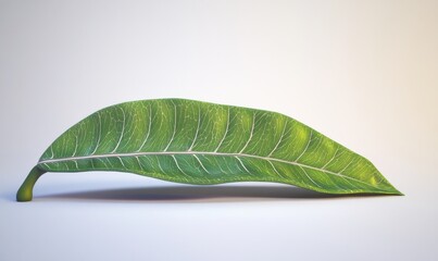 Obraz premium Detailed close-up of a vibrant green leaf showcasing intricate vein patterns and natural textures