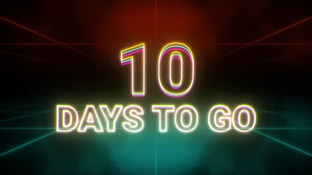 10 days to go countdown has begun animation retro background