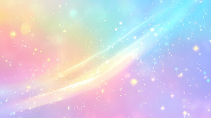 Obraz premium Glittering gradient background with hologram effect and magic lights holographic abstract fantasy backdrop with fairy sparkles, gold stars and festive blurs. Ethereal Light Beams. Illustration