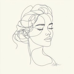 Minimalist Continuous Line Portrait of a Woman in Soft Light