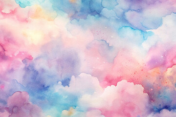 Watercolor cloudscape, vibrant colors, abstract sky, background