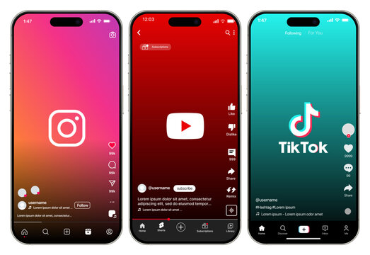 instagram reels youtube shorts and Tiktok mockup social media template. instagram reels and youtube shorts, Tiktok frame mockup template. instagram and youtube mockup social media template.	