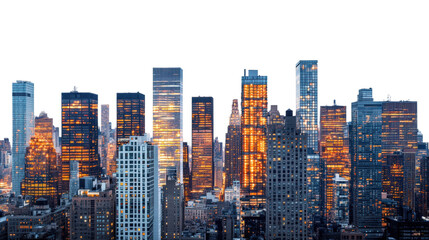 Fototapeta premium Sunset cityscape view new york city urban skyline evening aerial