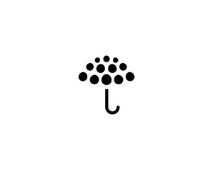 Umbrella from circles logo. Rain water protection symbol. Minimalistic black and white sign.  illustration.