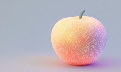 A vibrant, stylized apple with a glowing texture, set against a soft gradient background