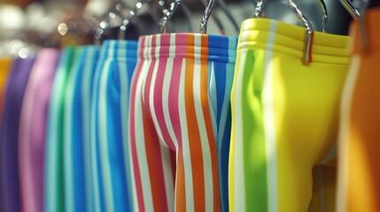 Colorful striped pants retail display