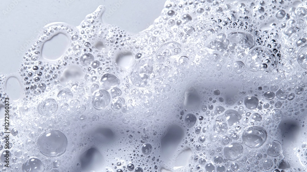 Poster Delicate soap foam dances across the surface, forming intricate patterns of tiny bubbles that reflect light beautifully. The frothy texture invites a touch of joy and freshness in any setting