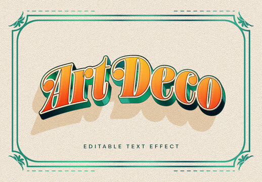 Orange And Green Aesthetic Font Art Deco Classic Text Effect