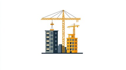 City Construction Cranes Building Skyline
