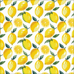Watercolor lemons vintage pattern background vector illustration

