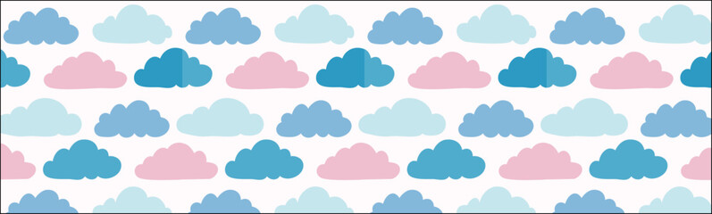 Sky with clouds simple pattern print, vector background