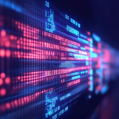 Obraz premium Abstract digital binary code visualization, future tech background, data stream, for tech illustrations