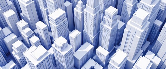 Obraz premium Urban Skyline: Modern City Buildings in Blue and White