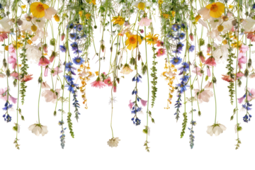 PNG Vibrant hanging wildflower arrangement