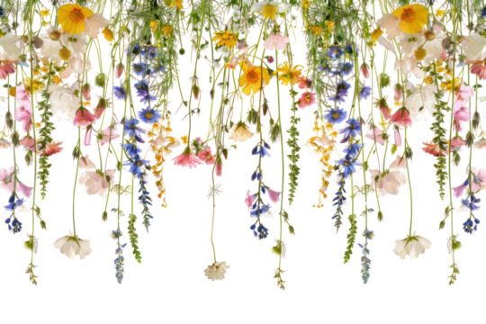 PNG Vibrant hanging wildflower arrangement