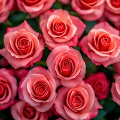 Obraz premium Blooming pink roses background, romantic gift for her, floral wall decor or for wedding invitation