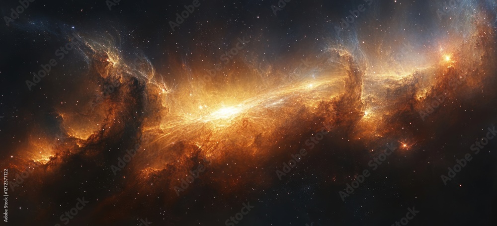 Wall mural galactic view of a colorful nebula and stars in space