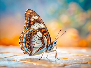 Macro Photography: Southern White Admiral Butterfly on Pastel Background