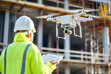 Ultra-Realistic Aerial Image of a Construction Site Survey Using Drones