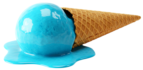 Vanilla Blue Melting Ice Cream Cone