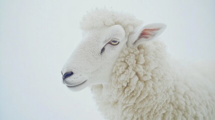 White Sheep in Snowy Landscape Portrait with Soft Textures