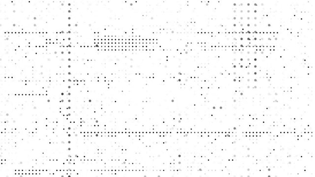 4k halftone dots texture abstract background animation, old film effect, error, coding programming concept