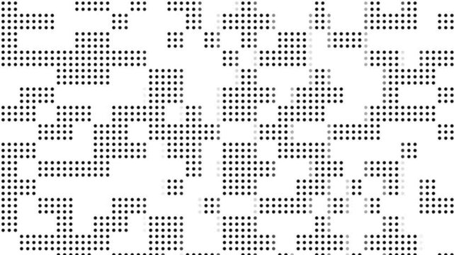 4k halftone dotted block texture abstract background animation, old film effect, error, coding programming concept