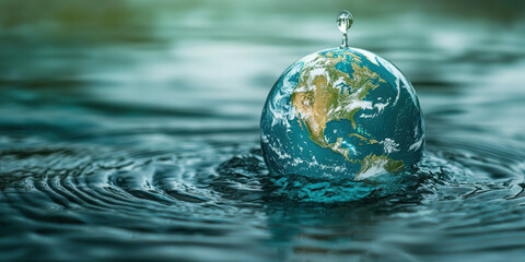 Water droplet enhances earth reflection nature scene close-up view serene environment environmental awareness