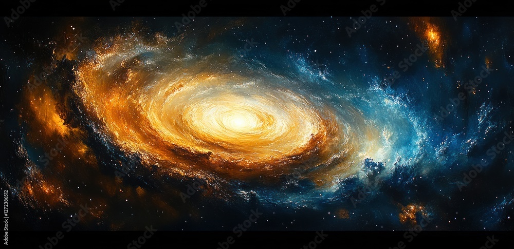 Wall mural spiral galaxy in deep space with stars and nebula