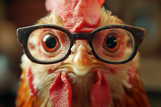 Scholarly Chicken in Spectacles, A Portrait of Avian Intelligence