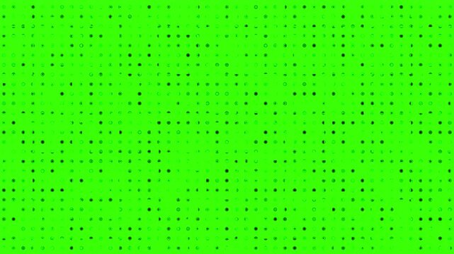 4k green screen halftone dots texture abstract background animation, old film effect, error, coding programming concept