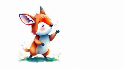 Fototapeta premium Adorable Cartoon Fox Illustration: Perfect for Kids