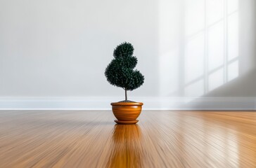 Fototapeta premium Lush Green Potted Plant in Modern Interior with Natural Lighting