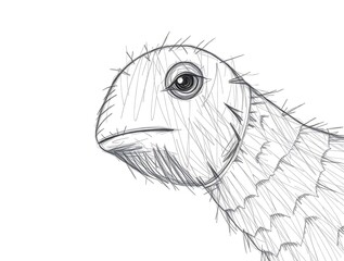 Lizard Sketch Illustration of Animal Face with Fine Details and Texture