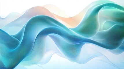 Obraz premium Blue and Light Green Wave Pattern Minimalist Design Fluid Abstract Background